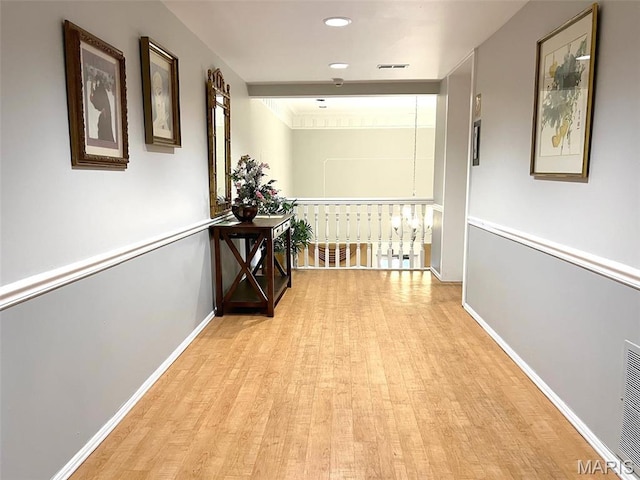585 Coeur De Royale Dr Unit 201, Saint Louis, MO 63141 - corridor featuring baseboards, wood finished floors, and recessed lighting