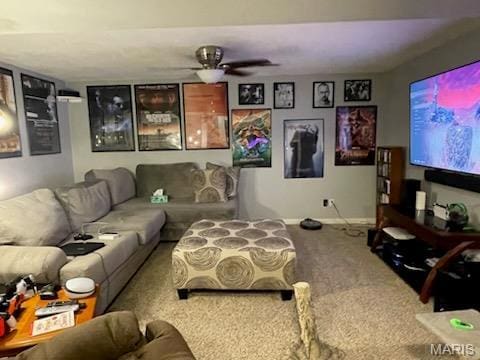 1212 Usher Dr, Ofallon, IL 62269 - carpeted living area with ceiling fan and baseboards