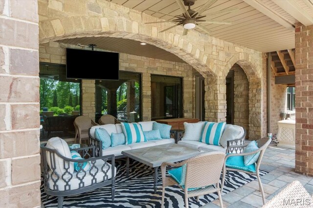 2535 S Lindbergh Blvd, Saint Louis, MO 63131 - view of patio with an outdoor hangout area and a ceiling fan