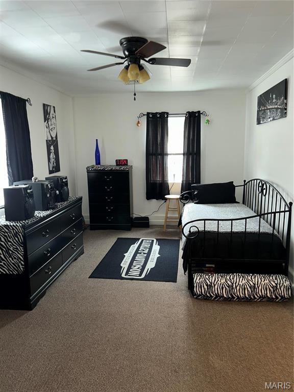 618 Church St, Hannibal, MO 63401 - bedroom with carpet flooring and ceiling fan