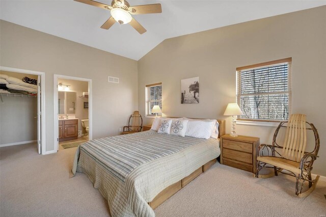 12054 Anthonies Mill Rd, Bourbon, MO 65441 - bedroom featuring carpet flooring, lofted ceiling, a closet, a walk in closet, and baseboards