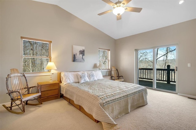 12054 Anthonies Mill Rd, Bourbon, MO 65441 - bedroom featuring lofted ceiling, access to outside, light colored carpet, multiple windows, and baseboards