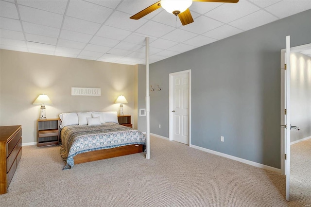 12054 Anthonies Mill Rd, Bourbon, MO 65441 - bedroom featuring carpet, baseboards, a ceiling fan, and a drop ceiling
