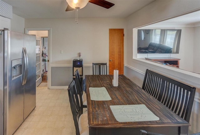 2571 Boyle Ave, Granite City, IL 62040 - dining space with ceiling fan, light flooring, and baseboards