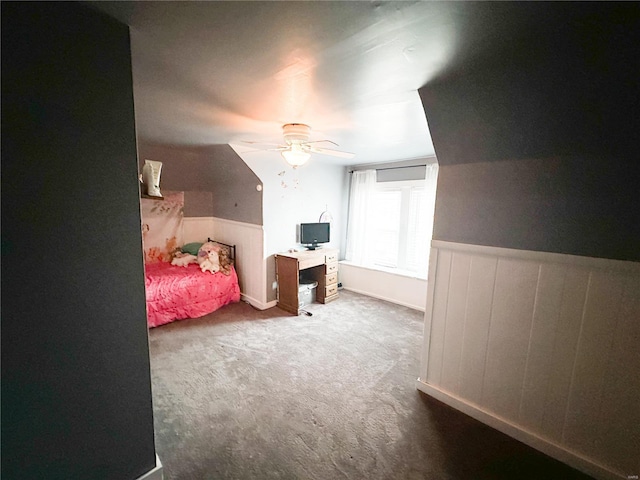 807 E 4th St, Salem, MO 65560 - bedroom featuring wainscoting, a ceiling fan, and carpet flooring