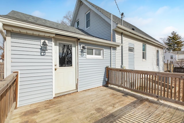 204 S Railroad St, Medora, IL 62063 - rear view of house featuring a deck and a shingled roof
