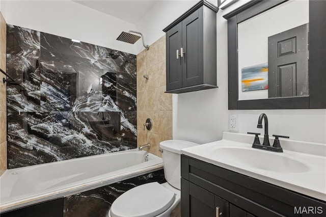 2808 Chadwick Dr, Bel-Nor, MO 63121 - bathroom featuring a combined bath / shower with marble appearance, vanity, and toilet