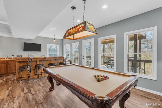 1972 Sugar Hollow Ct, Marthasville, MO 63357 - game room featuring wood finished floors, billiards, and recessed lighting