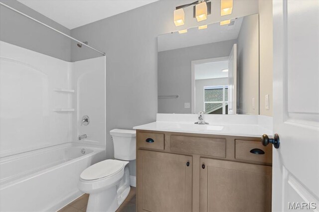 400 Thomlin Ct, Ofallon, MO 63367 - bathroom with tub / shower combination, vanity, and tile patterned floors