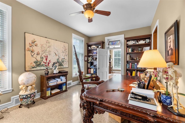 1011 N Ranney St, Sikeston, MO 63801 - office featuring a ceiling fan and baseboards