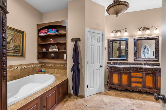 1011 N Ranney St, Sikeston, MO 63801 - full bath featuring a bath, tile patterned flooring, and double vanity