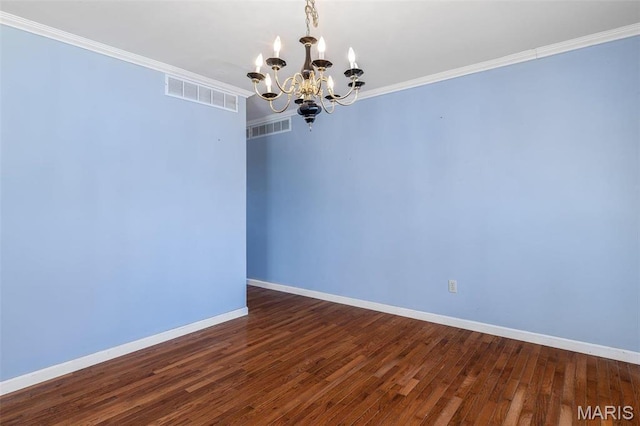 4645 Quail Run Rd, Farmington, MO 63640 - empty room with a chandelier, ornamental molding, baseboards, and wood finished floors