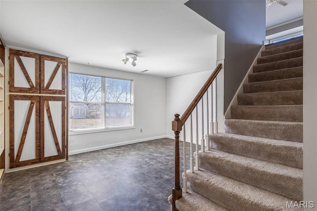 4645 Quail Run Rd, Farmington, MO 63640 - stairway featuring baseboards