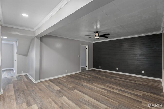 209 S Montgomery St, Gillespie, IL 62033 - additional living space featuring a ceiling fan, baseboards, wood finished floors, and recessed lighting