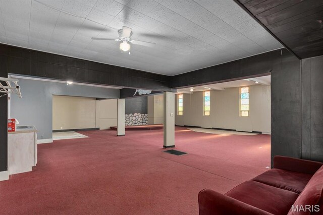 209 S Montgomery St, Gillespie, IL 62033 - below grade area with carpet flooring and ceiling fan