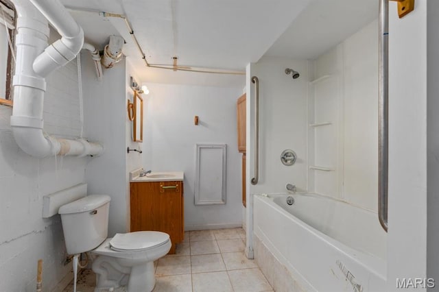 209 S Montgomery St, Gillespie, IL 62033 - bathroom featuring toilet, vanity, bathing tub / shower combination, and tile patterned floors