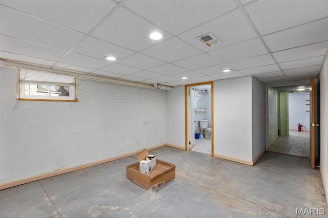 209 S Montgomery St, Gillespie, IL 62033 - basement featuring baseboards, recessed lighting, and a paneled ceiling