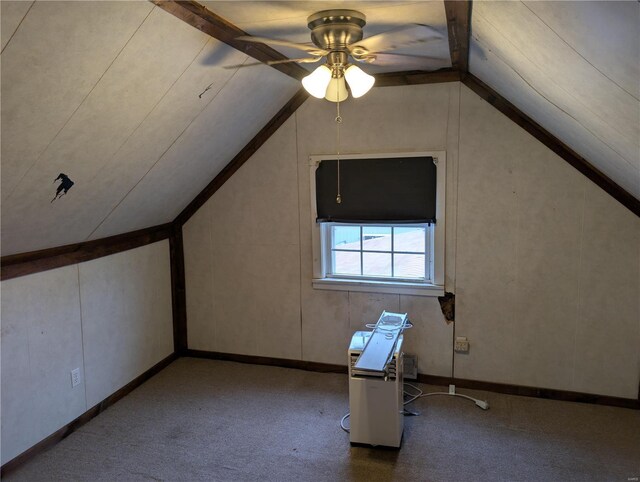 205 Fisher Ave, Sawyerville, IL 62085 - additional living space with ceiling fan, vaulted ceiling, and carpet