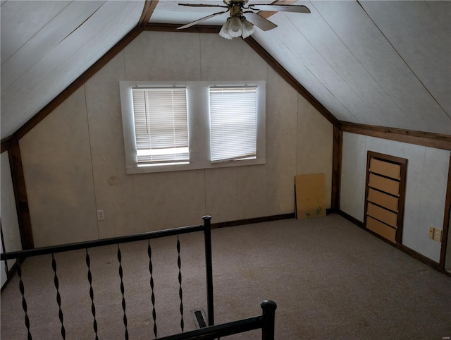 205 Fisher Ave, Sawyerville, IL 62085 - bonus room featuring ceiling fan, lofted ceiling, and light carpet