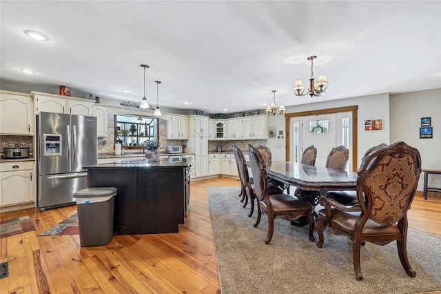 291 Deer Run Acres A, Williamsville, MO 63967 - dining room featuring a chandelier, light wood-style flooring, and recessed lighting