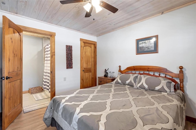 291 Deer Run Acres A, Williamsville, MO 63967 - bedroom with wood finished floors, wood ceiling, a ceiling fan, and baseboards