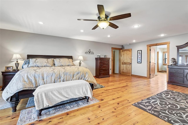291 Deer Run Acres A, Williamsville, MO 63967 - bedroom with recessed lighting, light wood-style floors, and a ceiling fan