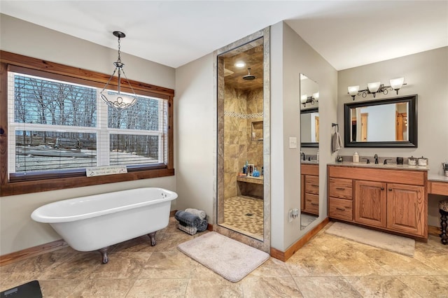 291 Deer Run Acres A, Williamsville, MO 63967 - full bath with a stall shower, baseboards, a freestanding tub, and vanity