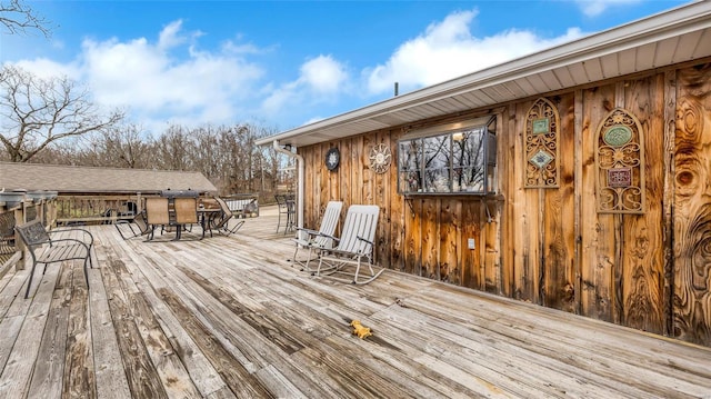 302 Deer Run Acres A, Williamsville, MO 63967 - wooden terrace featuring outdoor dining space