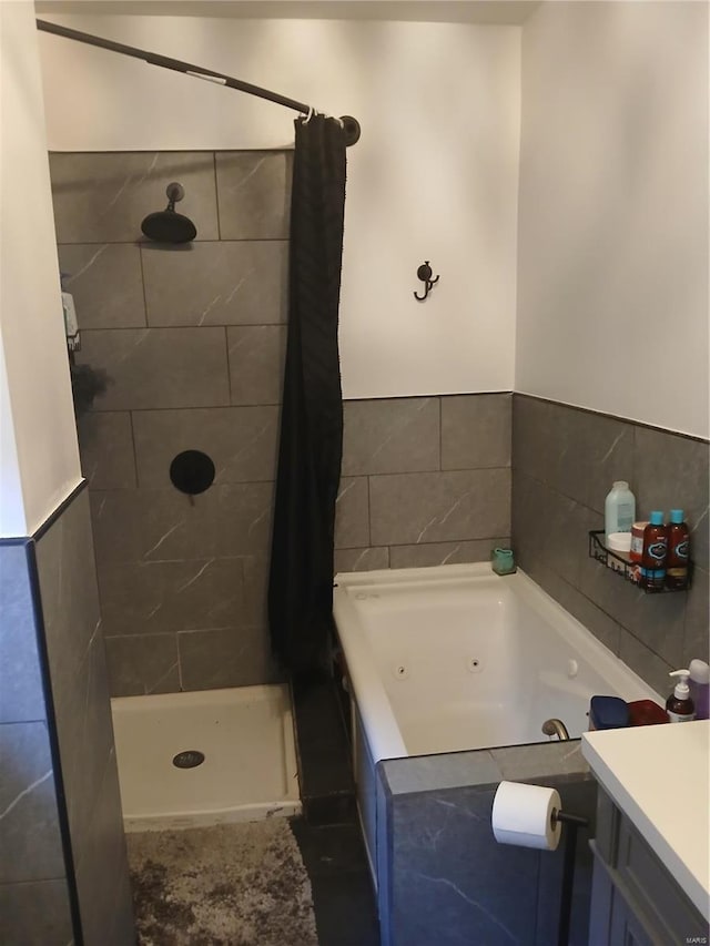 1018 N Hornsby, Saint Louis, MO 63147 - full bath featuring a shower stall, a whirlpool tub, and vanity