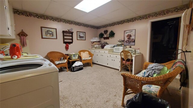 319 County Road 2270, Salem, MO 65560 - sitting room featuring washer / dryer, carpet floors, and a drop ceiling