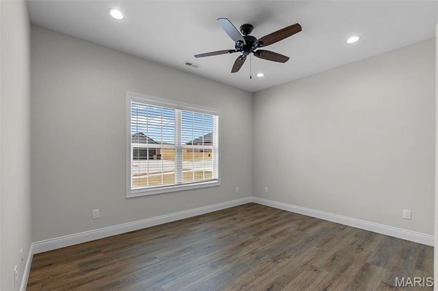 4 Creekside Way, Cape Girardeau, MO 63701 - empty room featuring dark wood-style floors, ceiling fan, and recessed lighting