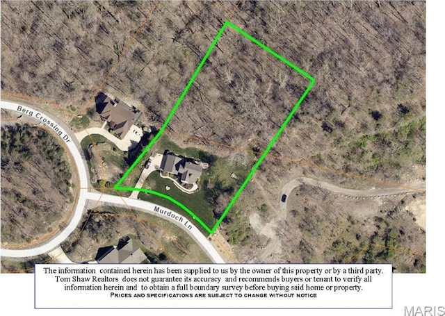 4349 Murdoch Ln, Augusta, MO 63332 - aerial view of property's location with property parcel outlined