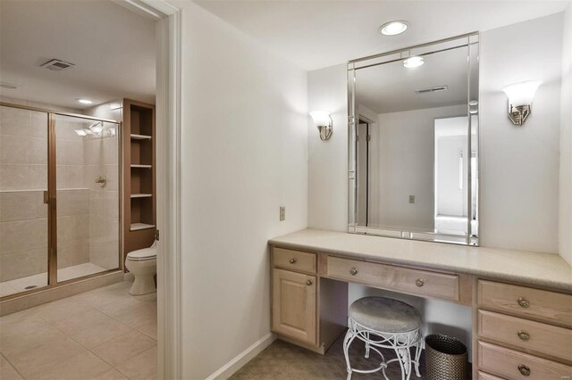 11920 Old Ballas Rd Unit 202, Saint Louis, MO 63141 - full bathroom with a shower stall, toilet, recessed lighting, tile patterned floors, and vanity