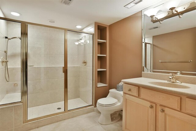 11920 Old Ballas Rd Unit 202, Saint Louis, MO 63141 - full bath with tile patterned floors, a stall shower, toilet, vanity, and recessed lighting