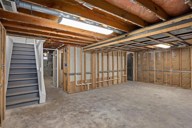 unfinished below grade area with stairway