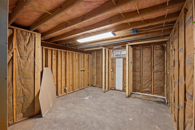 view of unfinished basement