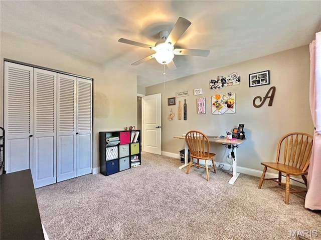 6 Ravenwood Cir, Ofallon, IL 62269 - carpeted office with a ceiling fan and baseboards