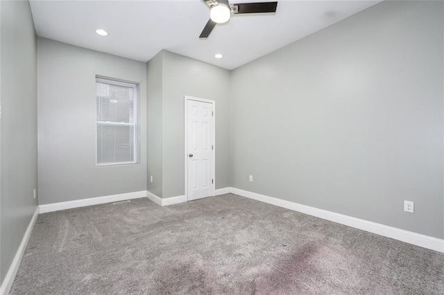 7915 S Broadway, Saint Louis, MO 63111 - spare room with a ceiling fan, carpet, baseboards, and recessed lighting
