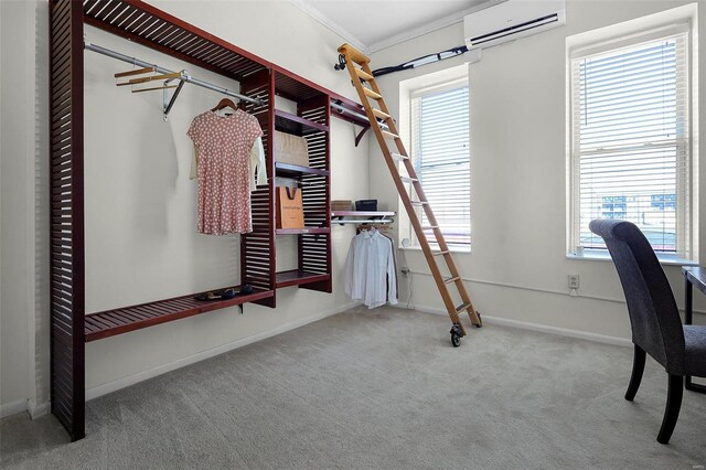 1317 Shenandoah Ave, Saint Louis, MO 63104 - walk in closet featuring a wall mounted AC and carpet flooring