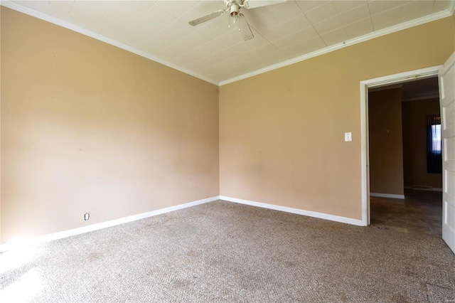 610 Panhorst St, Staunton, IL 62088 - unfurnished room featuring crown molding, carpet floors, ceiling fan, and baseboards