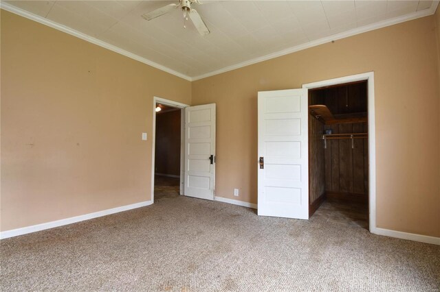 610 Panhorst St, Staunton, IL 62088 - unfurnished bedroom with carpet flooring, ornamental molding, baseboards, and a closet