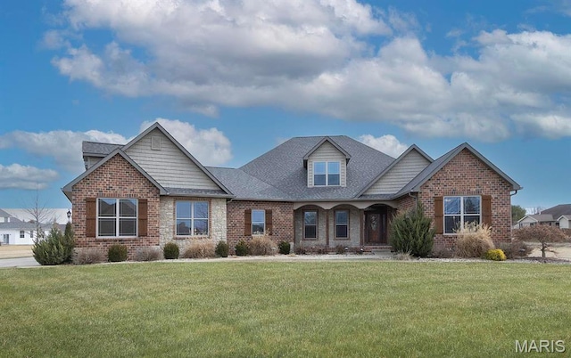9606 Klings Ct, Mascoutah, IL 62258 - craftsman inspired home featuring brick siding, a front lawn, and roof with shingles