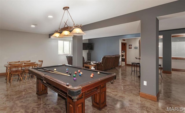 9606 Klings Ct, Mascoutah, IL 62258 - playroom featuring baseboards, pool table, and recessed lighting