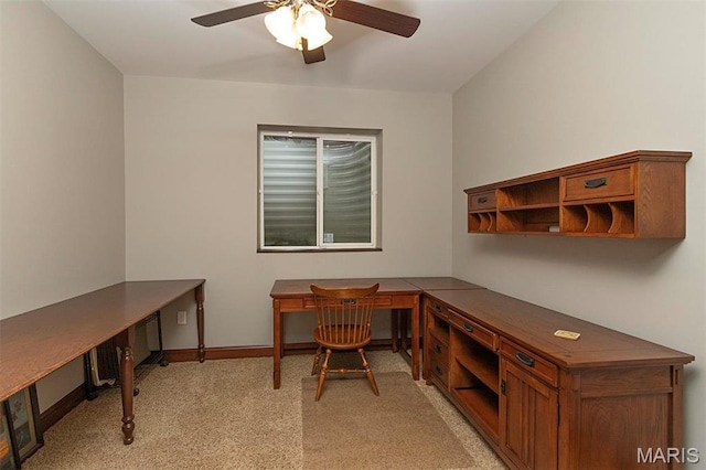 9606 Klings Ct, Mascoutah, IL 62258 - office featuring light colored carpet, ceiling fan, and baseboards
