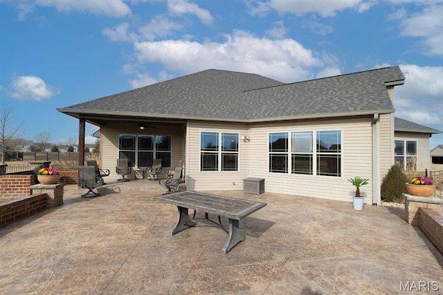 9606 Klings Ct, Mascoutah, IL 62258 - rear view of property with a patio, roof with shingles, and fence