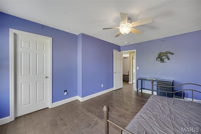 1218 Cold Spring Dr, Ofallon, MO 63368 - bedroom with baseboards, wood finished floors, and a ceiling fan
