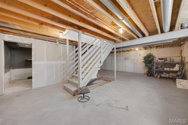 1218 Cold Spring Dr, Ofallon, MO 63368 - unfinished below grade area featuring stairs