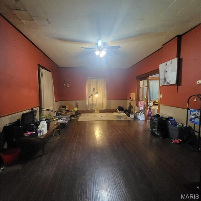 808 Walnut St, Doniphan, MO 63935 - miscellaneous room featuring a ceiling fan and hardwood / wood-style floors