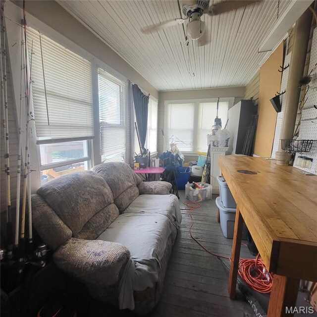 808 Walnut St, Doniphan, MO 63935 - living room featuring plenty of natural light, ceiling fan, and hardwood / wood-style floors