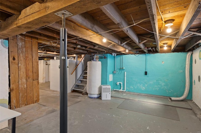 211 E Alton St, Marine, IL 62061 - unfinished below grade area featuring water heater and stairway